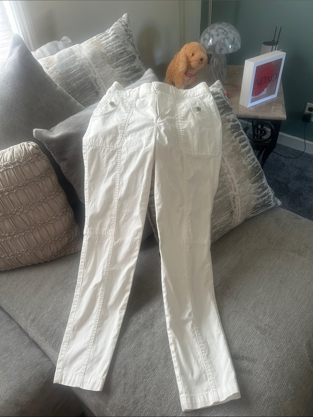 White House Black Market Cream/Tan Straight-Leg Pants